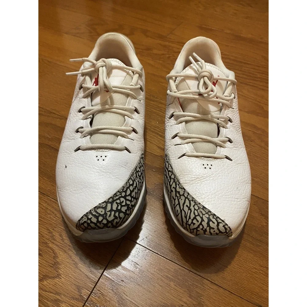 Nike Air Jordan ADG Golf Shoes White Cement Fire Red Men's Size 10.5 AR7995-100
